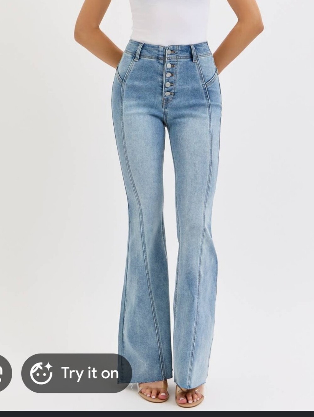 Cello Light Blue High-Rise Seam Flare Jeans